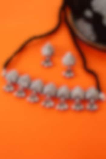 White Finish Temple Necklace Set In Sterling Silver by Mero at Pernia's Pop Up Shop