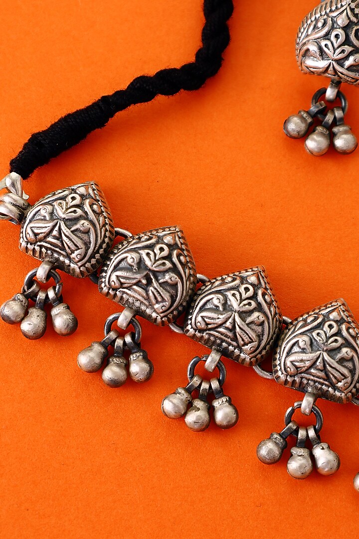 White Finish Temple Necklace Set In Sterling Silver by Mero at Pernia's Pop Up Shop