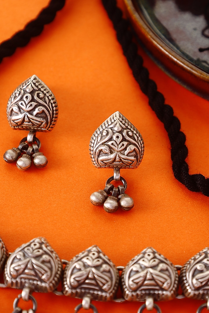 White Finish Temple Necklace Set In Sterling Silver by Mero at Pernia's Pop Up Shop