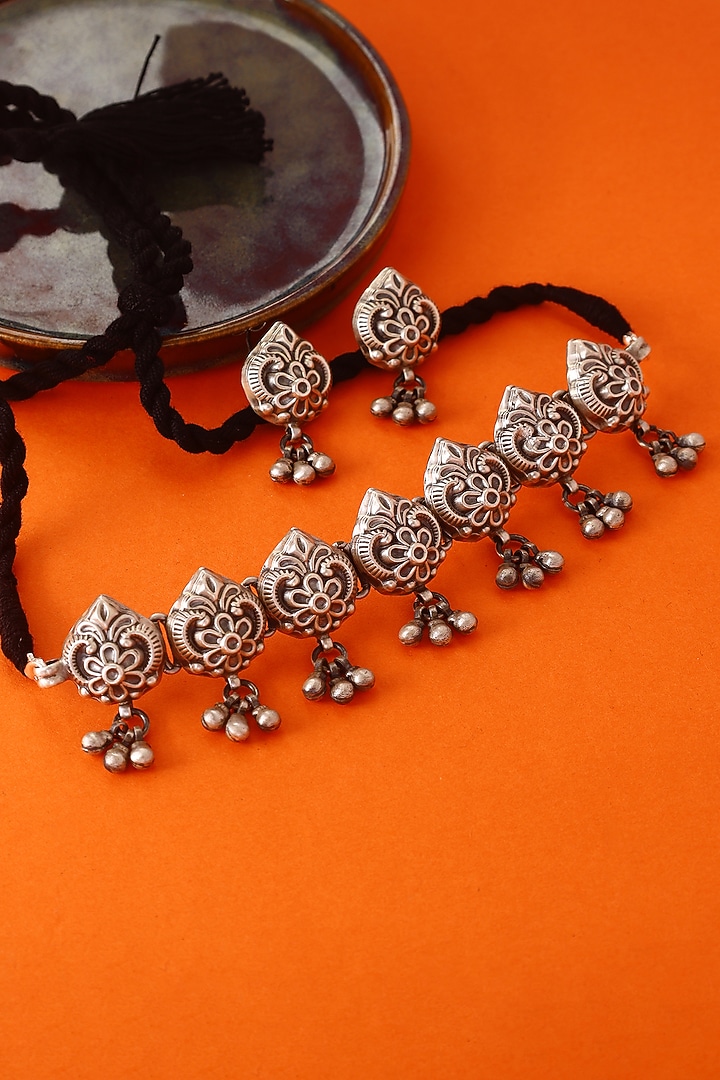 White Finish Temple Necklace Set In Sterling Silver by Mero at Pernia's Pop Up Shop