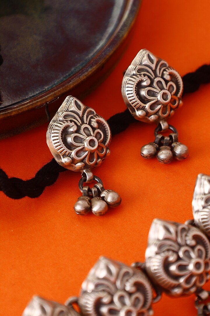 White Finish Temple Necklace Set In Sterling Silver by Mero at Pernia's Pop Up Shop