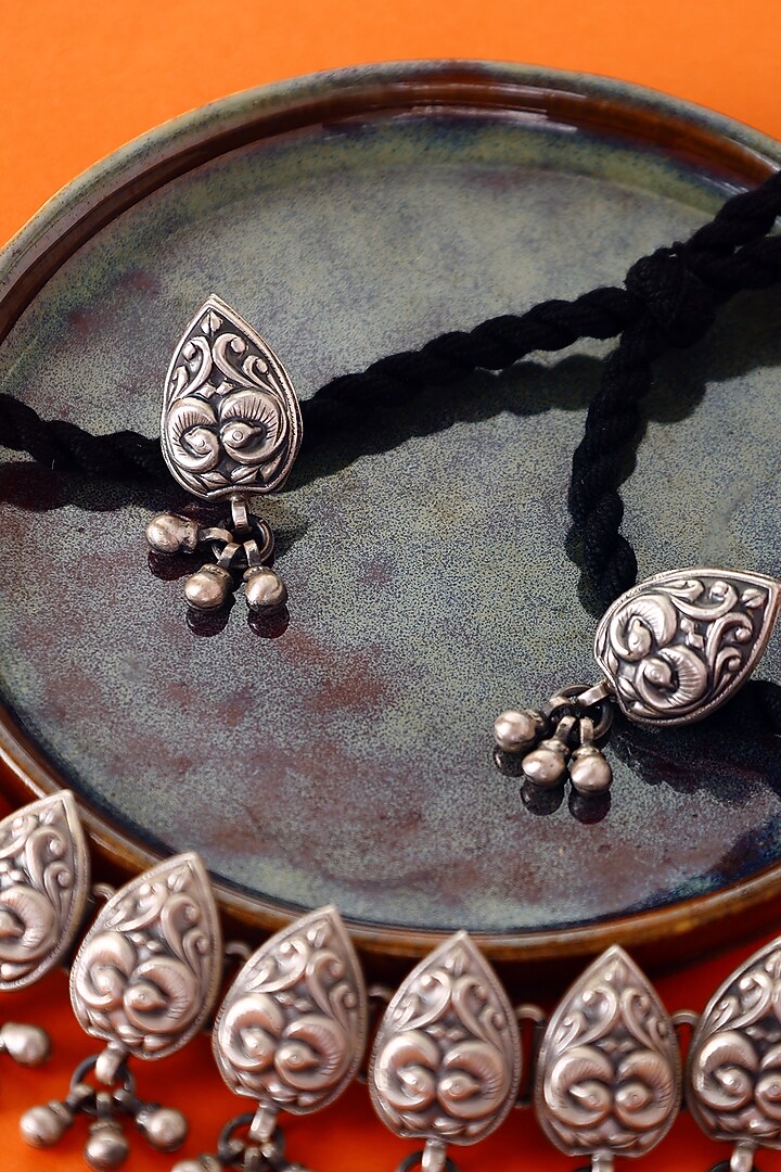 White Finish Temple Necklace Set In Sterling Silver by Mero at Pernia's Pop Up Shop