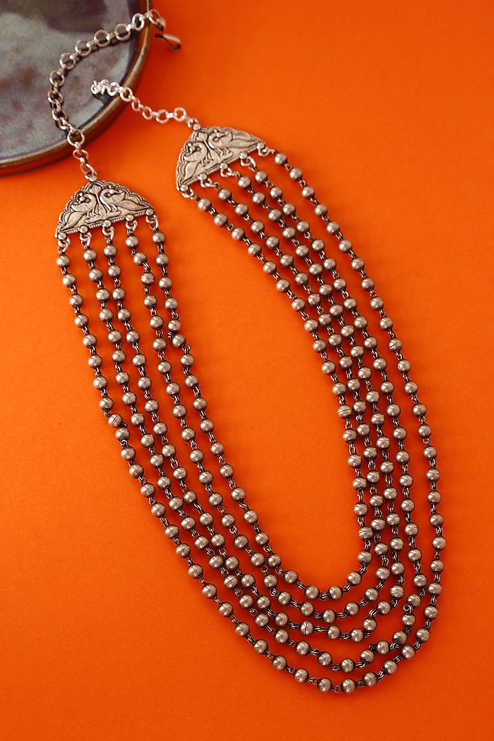 White Finish Temple Necklace In Sterling Silver by Mero at Pernia's Pop Up Shop