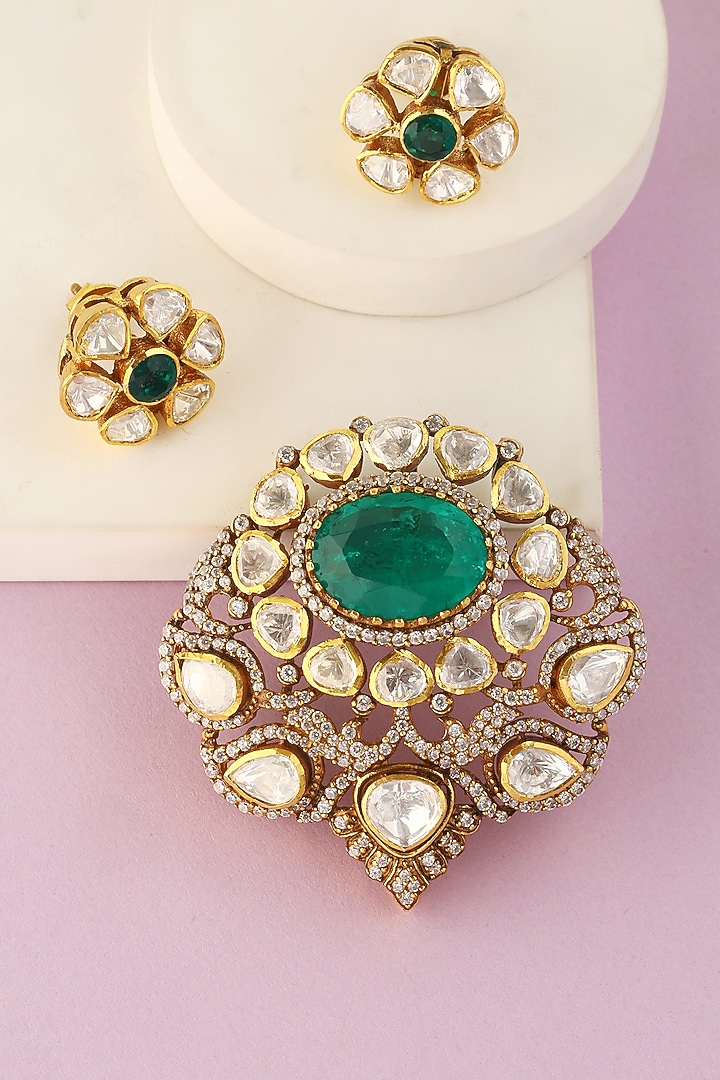 White Finish Moissanite Pendant Set In Sterling Silver by Mero at Pernia's Pop Up Shop