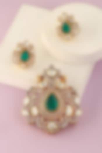 White Finish Moissanite Pendant Set In Sterling Silver by Mero at Pernia's Pop Up Shop