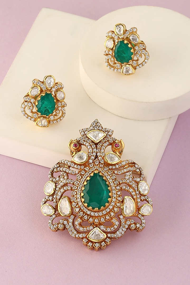 White Finish Moissanite Pendant Set In Sterling Silver by Mero at Pernia's Pop Up Shop