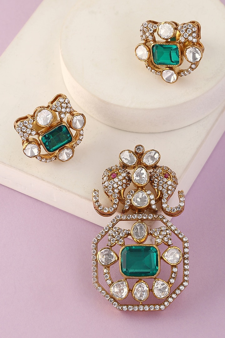 White Finish Moissanite Pendant Set In Sterling Silver by Mero at Pernia's Pop Up Shop