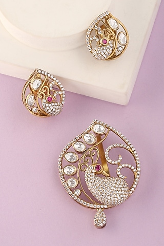 White Finish Moissanite Pendant Set In Sterling Silver by Mero