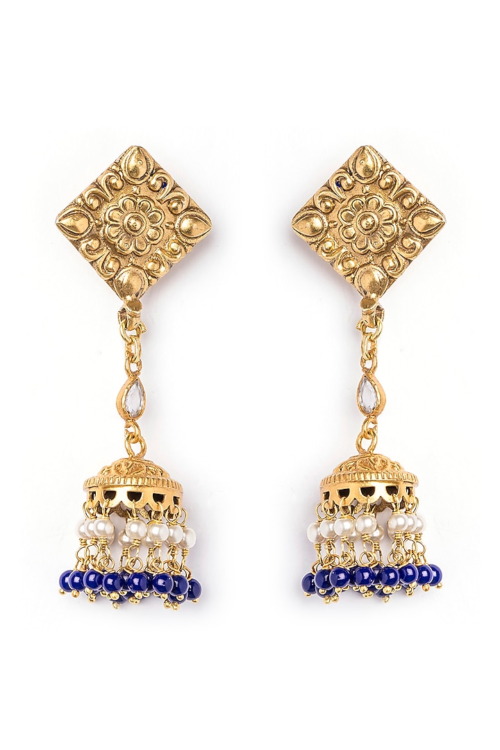 Gold Finish Jhumka Earrings by Mero at Pernia's Pop Up Shop