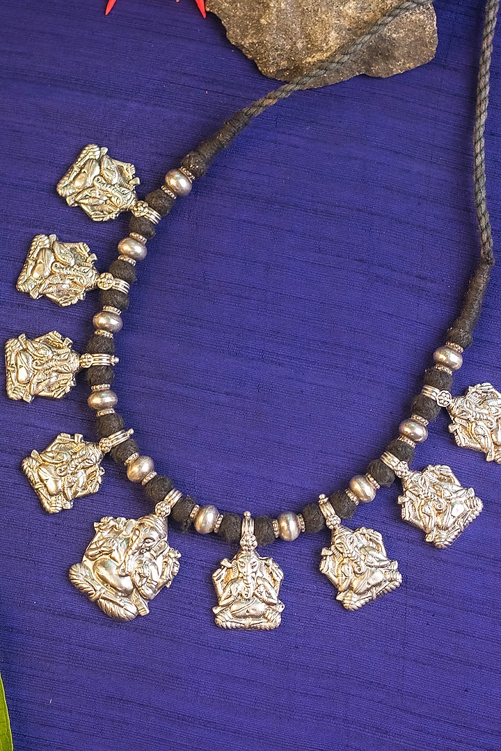 White Finish Temple Necklace In Sterling Silver by Mero at Pernia's Pop Up Shop