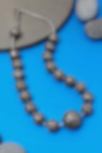 White Finish Chitai Beaded Long Temple Necklace In Sterling Silver by Mero at Pernia's Pop Up Shop