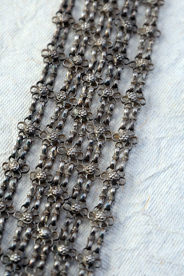 White Finish Tribal Layered Necklace In Sterling Silver by Mero at Pernia's Pop Up Shop