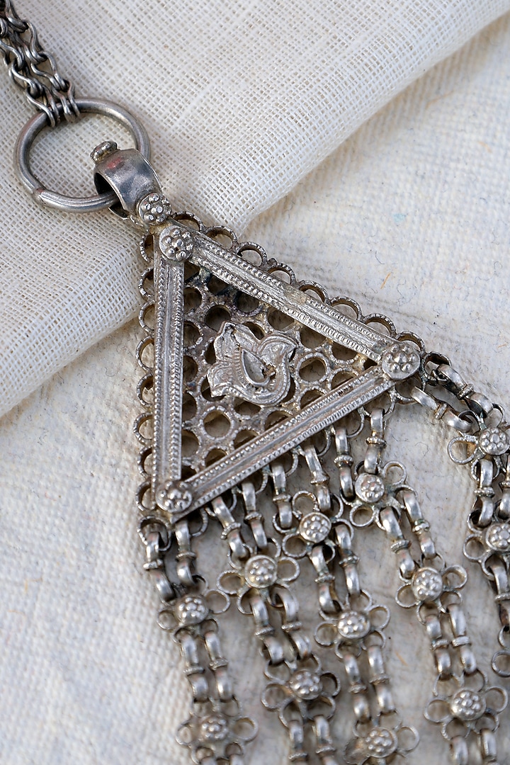 White Finish Tribal Layered Necklace In Sterling Silver by Mero at Pernia's Pop Up Shop