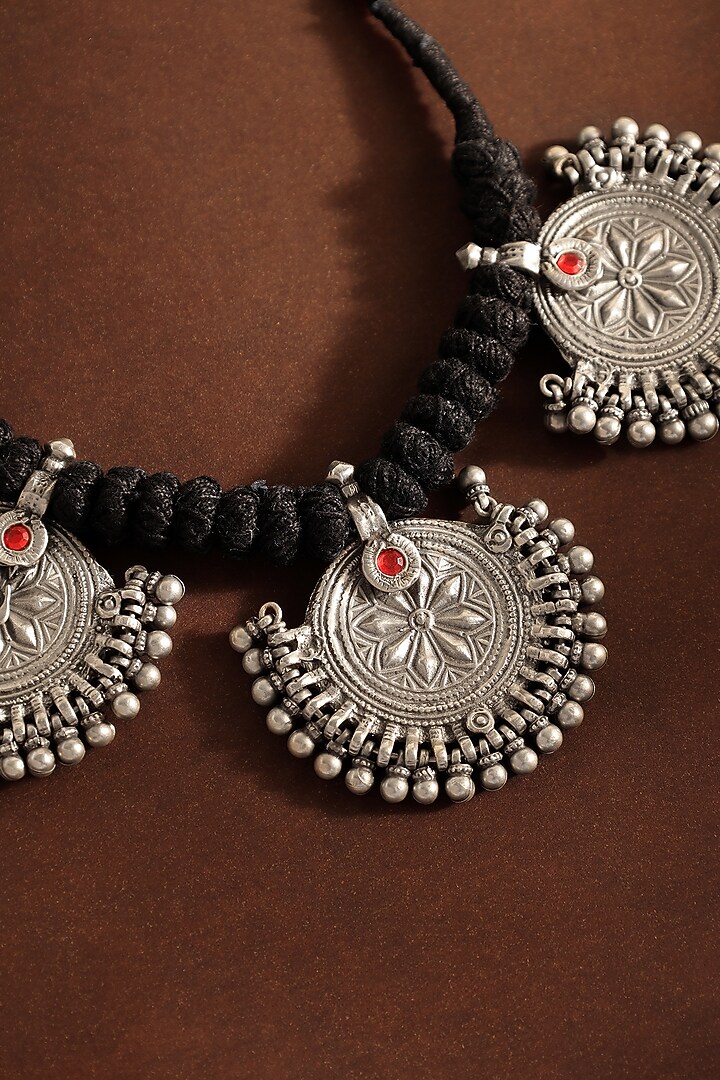 White Finish Motif Tribal Pendant Necklace In Sterling Silver by Mero at Pernia's Pop Up Shop