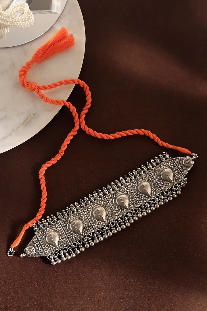 White Finish Tribal Shell Choker Necklace In Sterling Silver by Mero at Pernia's Pop Up Shop