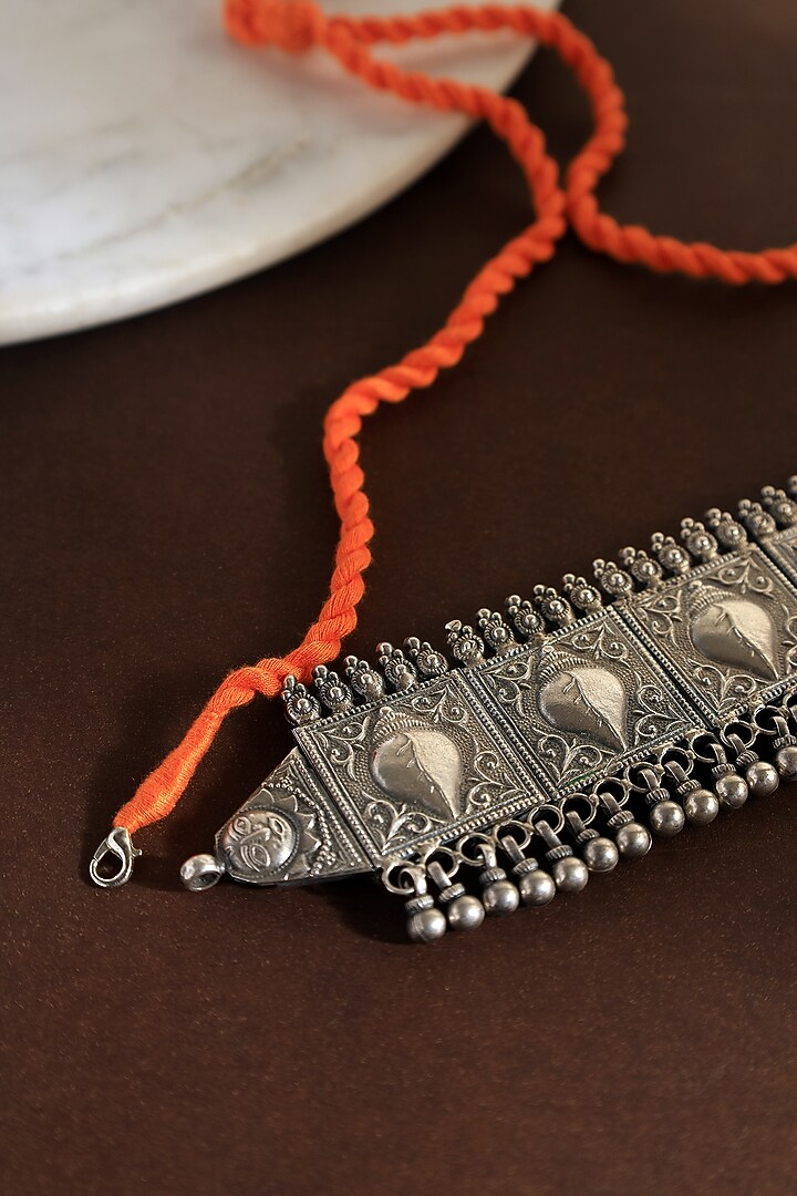 White Finish Tribal Shell Choker Necklace In Sterling Silver by Mero at Pernia's Pop Up Shop