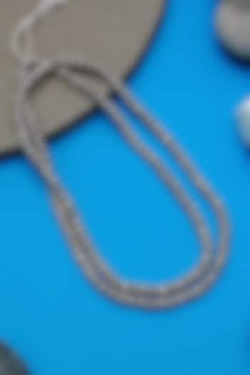 White Finish Beaded Long Temple Necklace In Sterling Silver by Mero at Pernia's Pop Up Shop