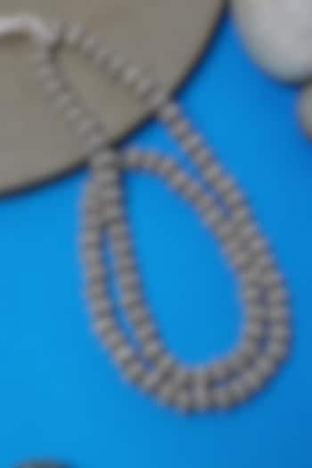 White Finish Beaded Long Temple Necklace In Sterling Silver by Mero at Pernia's Pop Up Shop