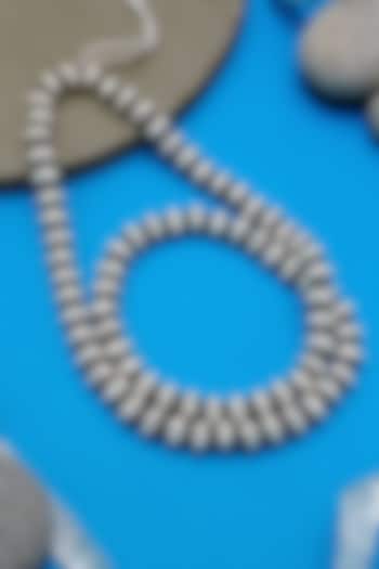 White Finish Beaded Ball Temple Necklace In Sterling Silver by Mero at Pernia's Pop Up Shop