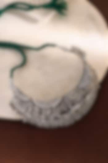 White Finish Kempstone 3D Carved Temple Choker Necklace In Sterling Silver by Mero at Pernia's Pop Up Shop