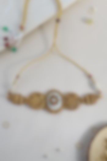 White Finish Kundan Polki Temple Choker Necklace In Sterling Silver by Mero at Pernia's Pop Up Shop