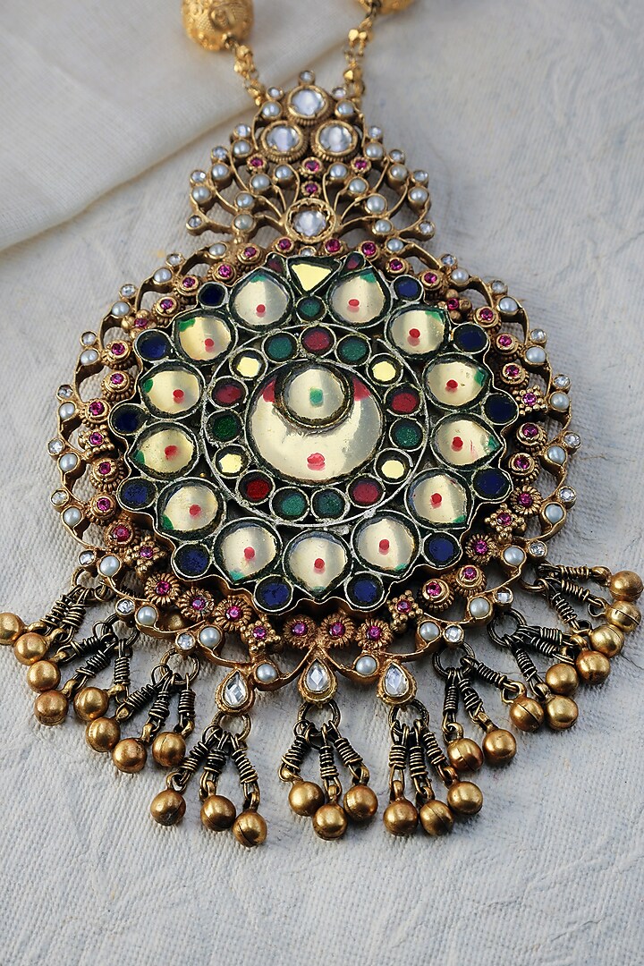 Gold Finish Temple Pendant Necklace In Sterling Silver by Mero at Pernia's Pop Up Shop