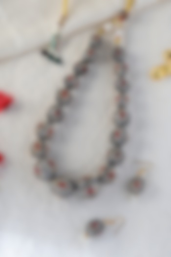 White Finish Ruby Stone Temple Necklace In Sterling Silver by Mero at Pernia's Pop Up Shop