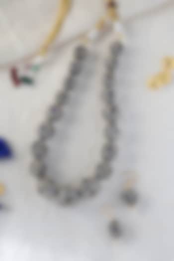 White Finish Sapphire Stone Temple Necklace In Sterling Silver by Mero at Pernia's Pop Up Shop