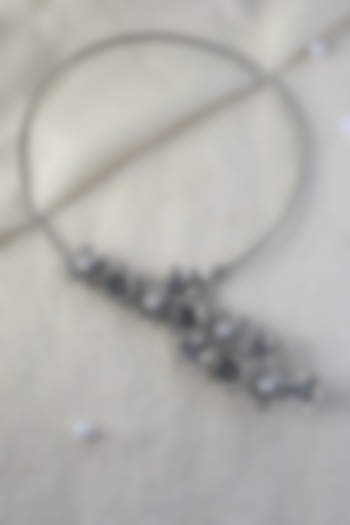 White Finish Pearl Floral Temple Necklace In Sterling Silver by Mero at Pernia's Pop Up Shop