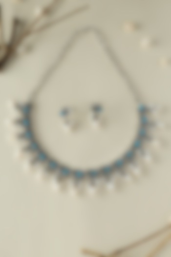 White Finish Turquoise Stone Temple Bird Necklace Set In Sterling Silver by Mero at Pernia's Pop Up Shop