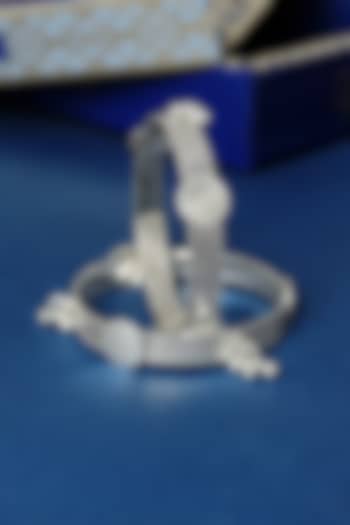 White Finish Ghungroo Temple Bangles In Sterling Silver (Set Of 2) by Mero at Pernia's Pop Up Shop