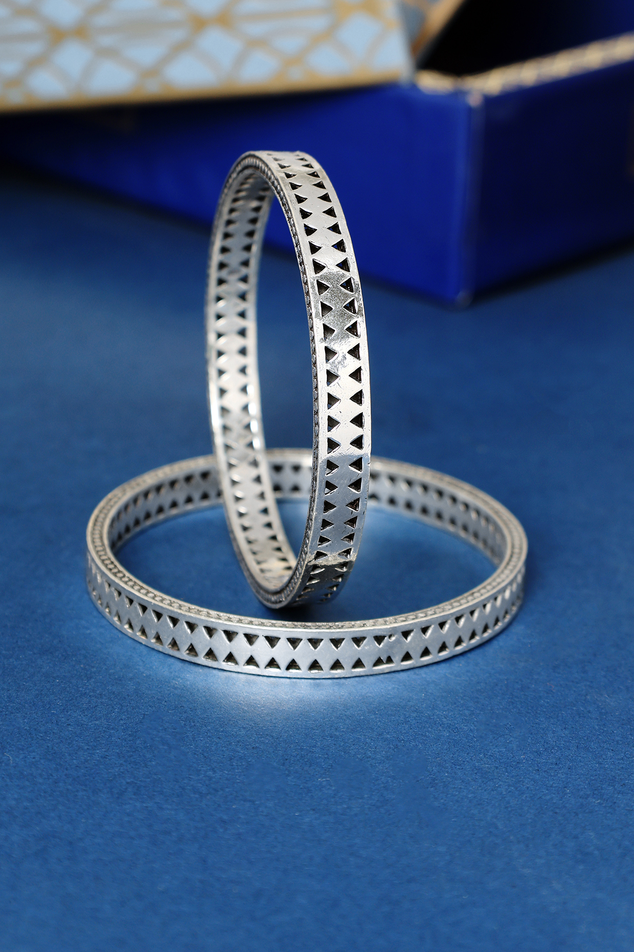 White Finish Temple Bangles In Sterling Silver (Set Of 2) by Mero at Pernia's Pop Up Shop