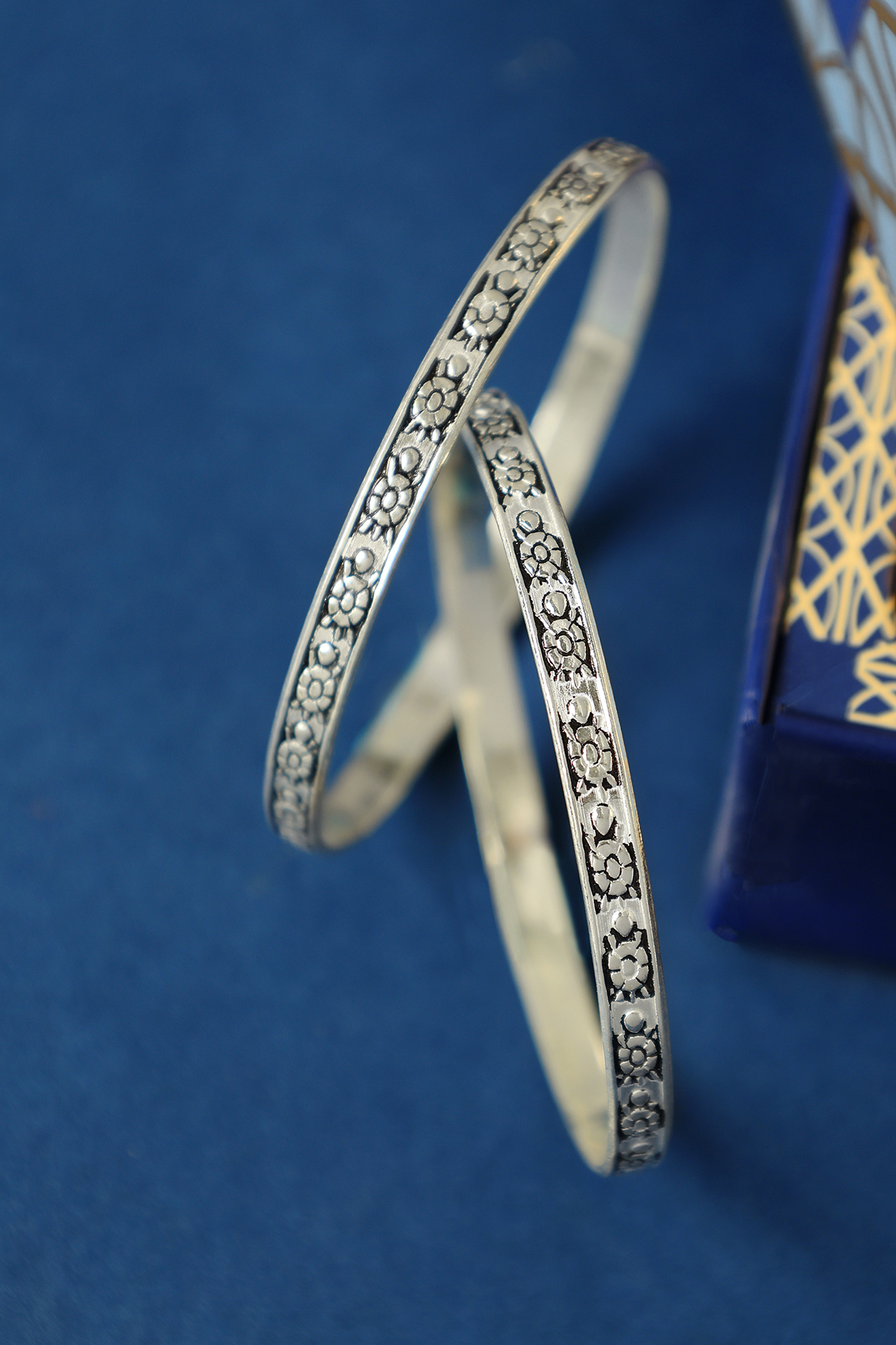 White Finish Temple Bangles In Sterling Silver (Set Of 2) by Mero at Pernia's Pop Up Shop