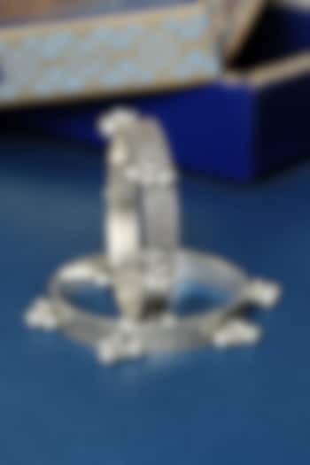 White Finish Temple Ghungroo Bangles In Sterling Silver (Set Of 2) by Mero at Pernia's Pop Up Shop