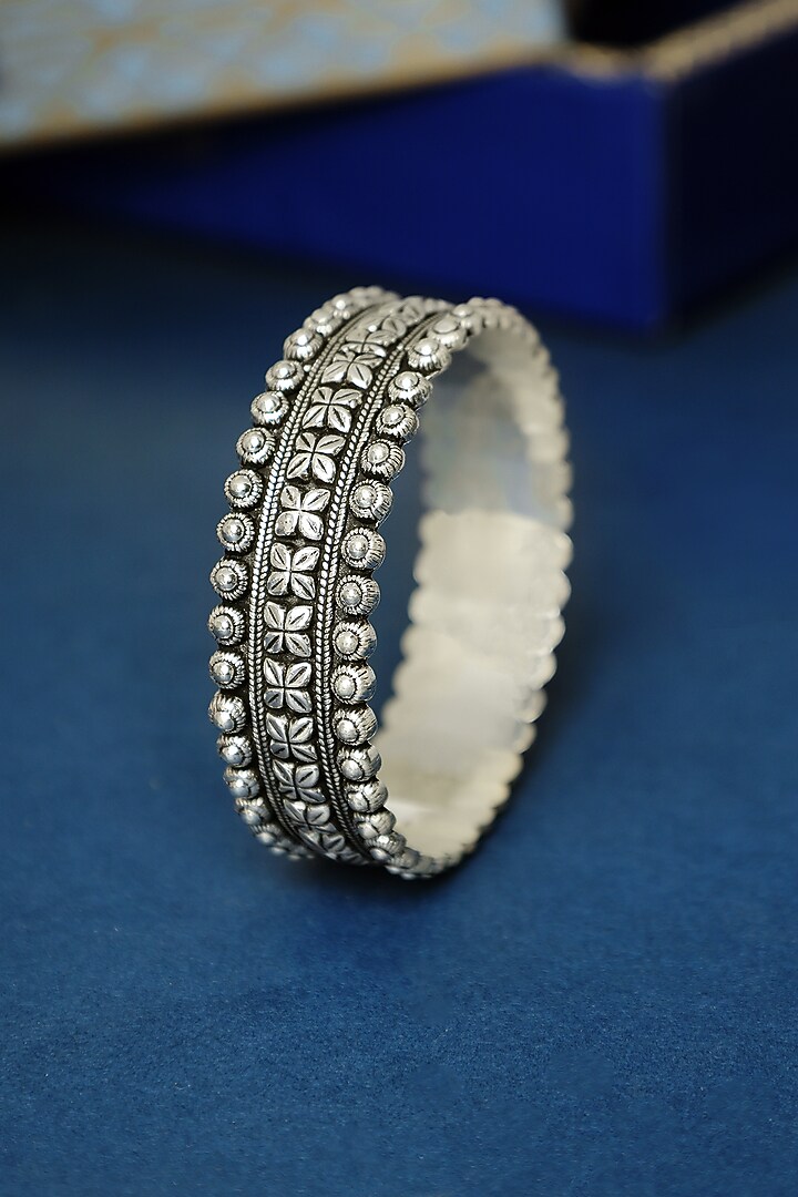 White Finish Temple Bangle In Sterling Silver by Mero at Pernia's Pop Up Shop