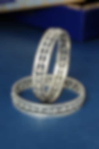 White Finish Temple Star Bangle In Sterling Silver (Set Of 2) by Mero at Pernia's Pop Up Shop