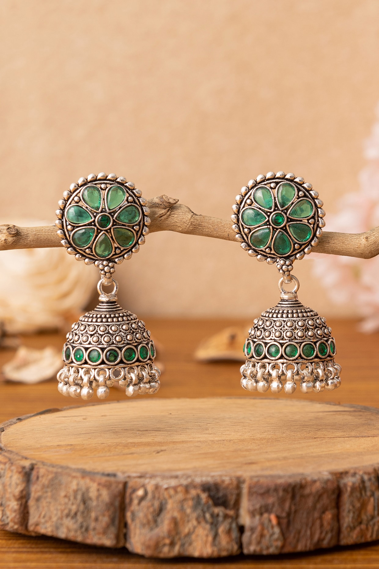 Shagun Jhumka Earrings - Pista Green – The Shopping Tree