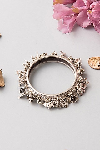 Silver Finish Bangle In Sterling Silver by Mero