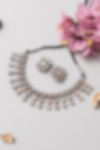 White Finish Kundan Polki Necklace Set In Sterling Silver by Mero at Pernia's Pop Up Shop