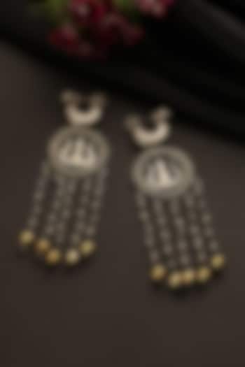 Two-Tone Finish Long Dangler Earrings In Sterling Silver by Mero at Pernia's Pop Up Shop