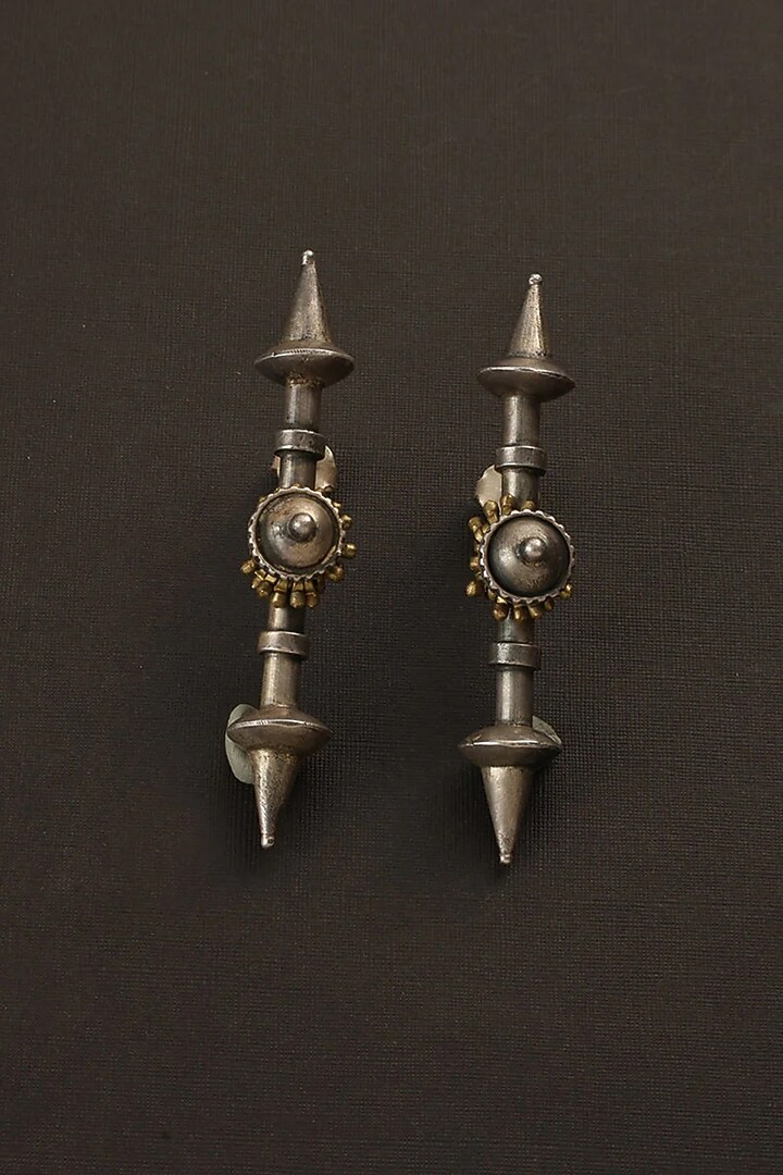 Two-Tone Finish Long Dangler Earrings In Sterling Silver by Mero at Pernia's Pop Up Shop