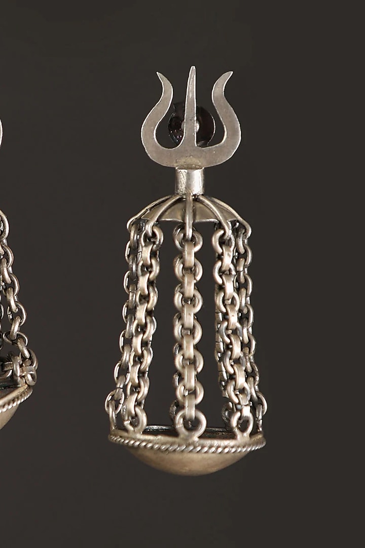 White Finish Long Dangler Earrings In Sterling Silver by Mero at Pernia's Pop Up Shop