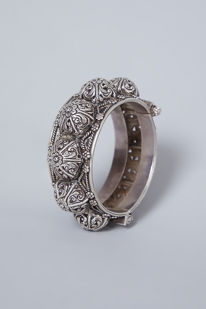 White Finish Mor Kada In Sterling Silver by Mero at Pernia's Pop Up Shop