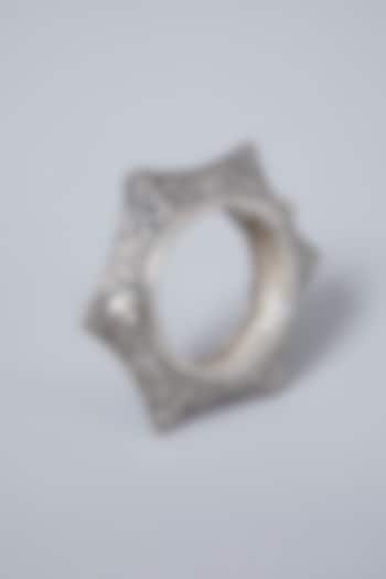 White Finish Handcrafted Star Kada In Sterling Silver by Mero at Pernia's Pop Up Shop