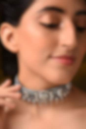 Silver Finish Tribal Choker Necklace In Sterling Silver by Mero at Pernia's Pop Up Shop