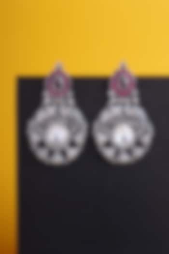 White Finish CZ & Kemp stone Temple Earrings In Sterling Silver by Mero at Pernia's Pop Up Shop