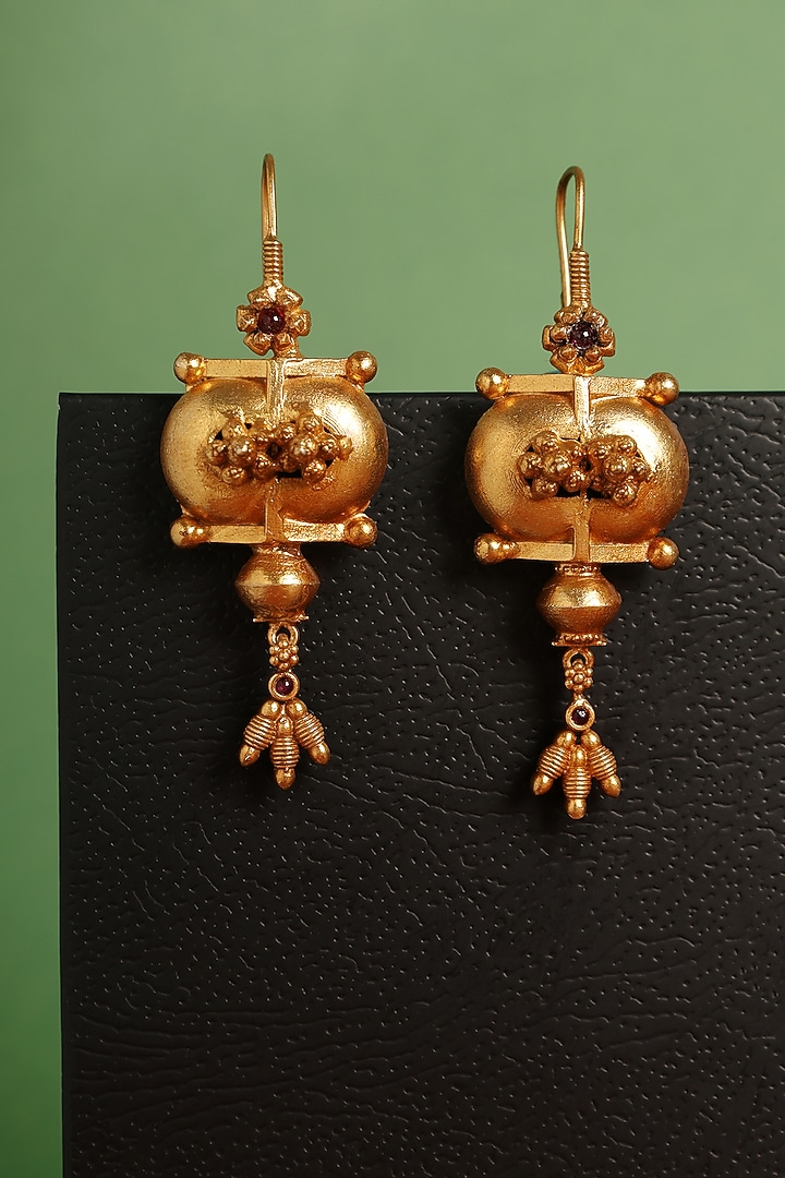 Gold Plated Temple Earrings In Sterling Silver by Mero at Pernia's Pop Up Shop