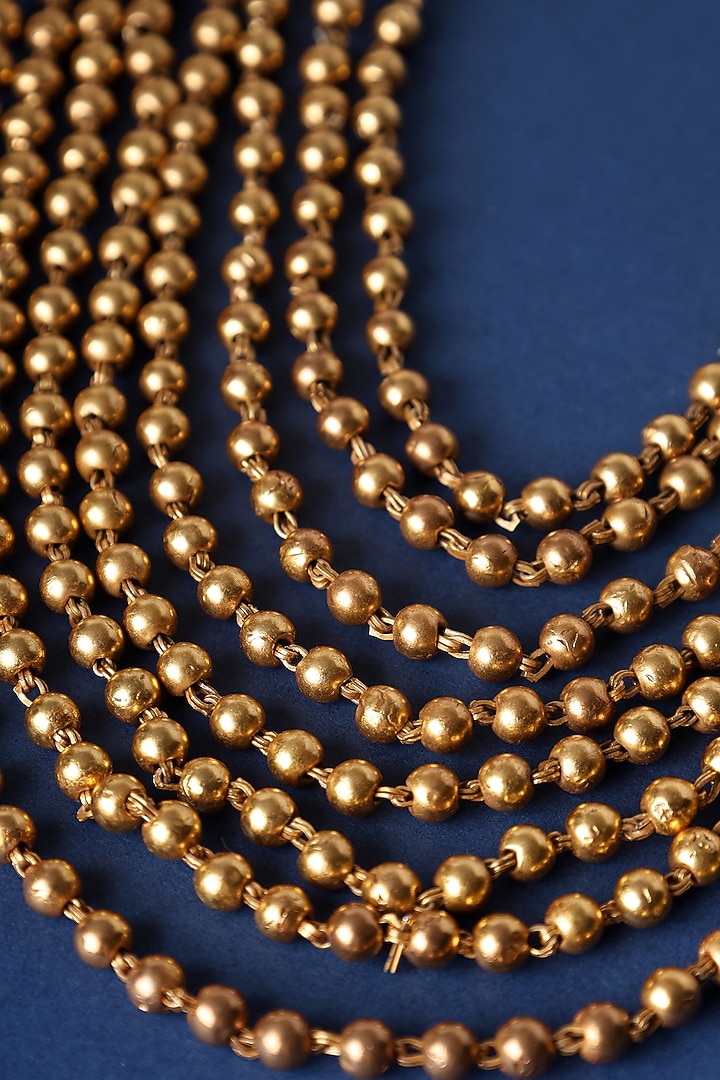 Gold Plated Beaded Layered Necklace In Sterling Silver by Mero at Pernia's Pop Up Shop