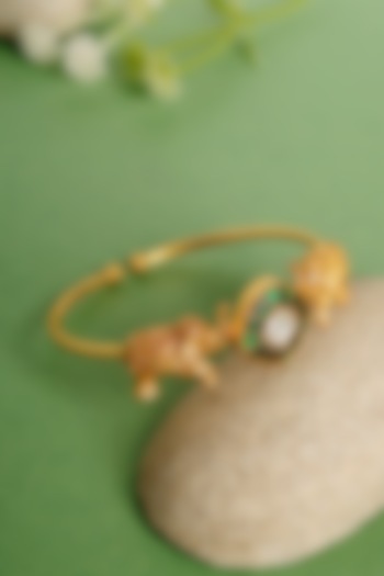 Gold Finish Elephant Motif Openable Temple Kada by Mero at Pernia's Pop Up Shop