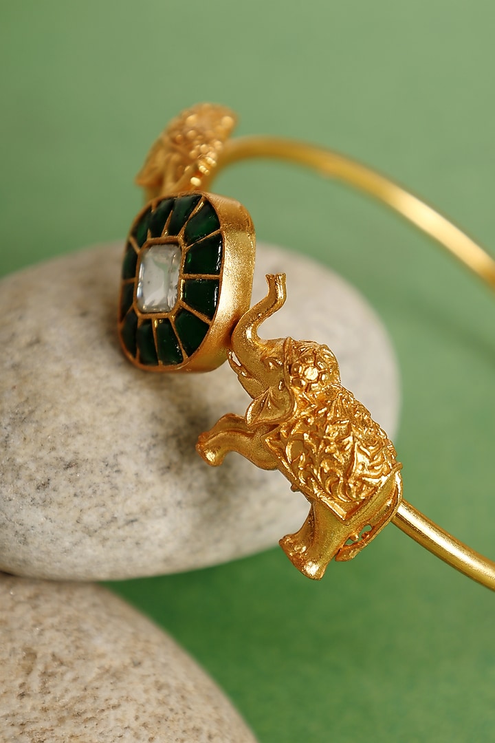 Gold Finish Elephant Motif Openable Temple Kada by Mero at Pernia's Pop Up Shop
